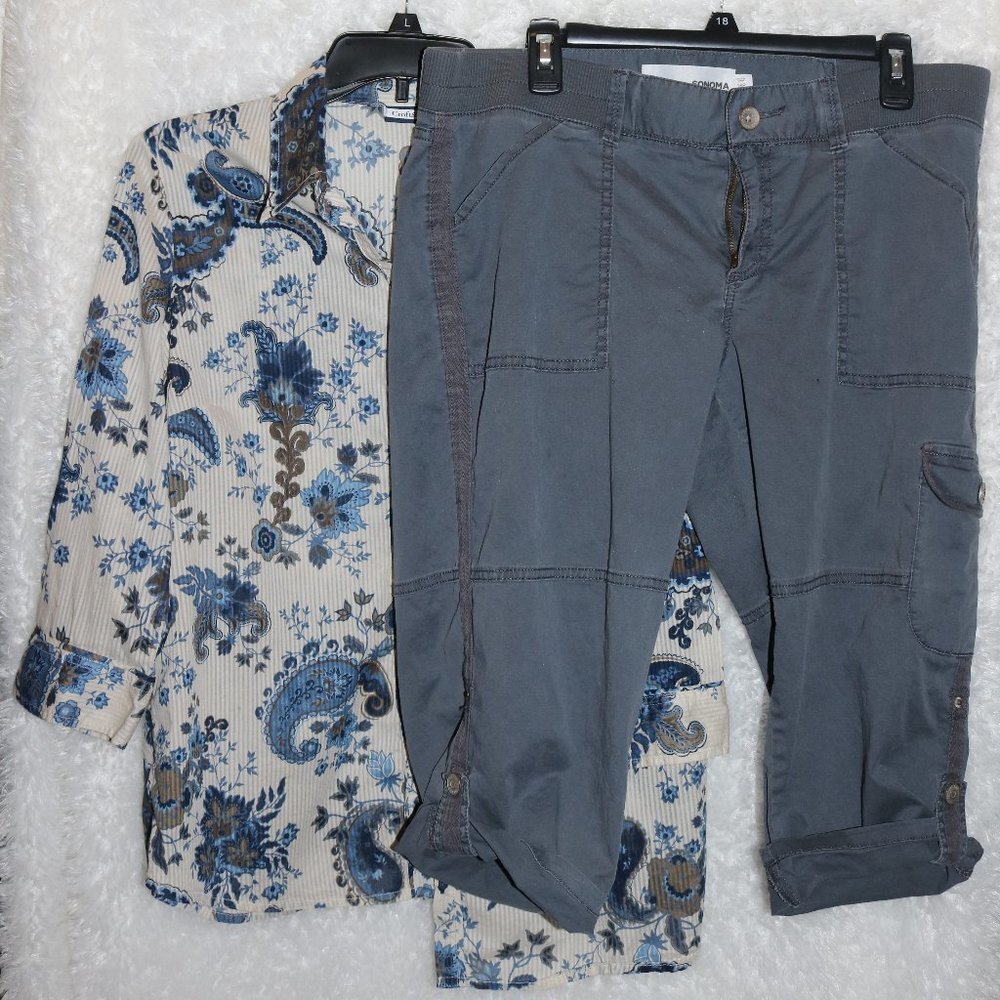 Sonoma and Croft & Barrow matching top and pants size 16P & Med